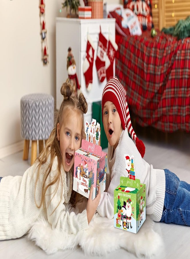 Jaywayang 2PCS Christmas Surprise Money Box for Cash Gift, Merry Christmas Money Gift Box with Card Holder for Kids Adults, DIY Fun Holiday, Includes 100Pcs Transparent Bags（Pink, Green - Image 4